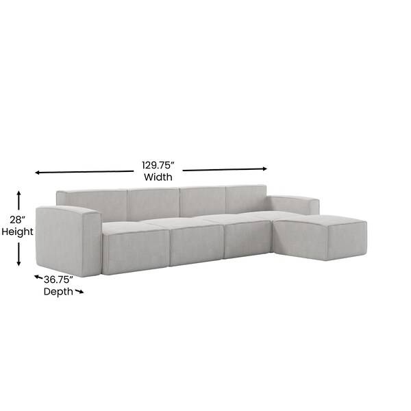 Flash Furniture Bridgetown Luxury Modular 5 Piece Sectional Sofa, Cream - IS-IT2231-5PCSEC-CRM-GG