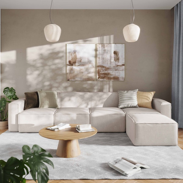 Flash Furniture Bridgetown Luxury Modular 5 Piece Sectional Sofa, Cream - IS-IT2231-5PCSEC-CRM-GG