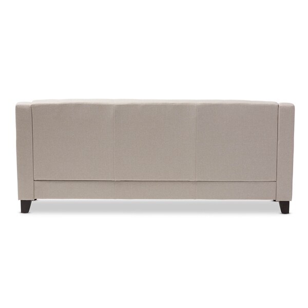 Baxton Studio Arcadia Beige Upholstered Button-Tufted Living Room 3-Seater Sofa - 130-7095