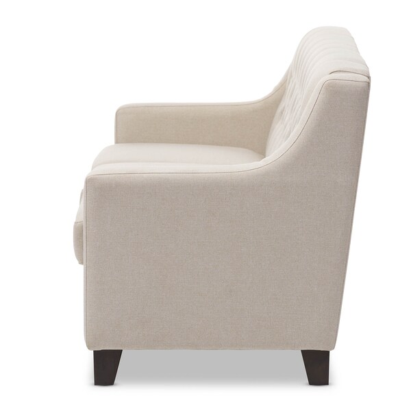 Baxton Studio Arcadia Beige Upholstered Button-Tufted Living Room 3-Seater Sofa - 130-7095