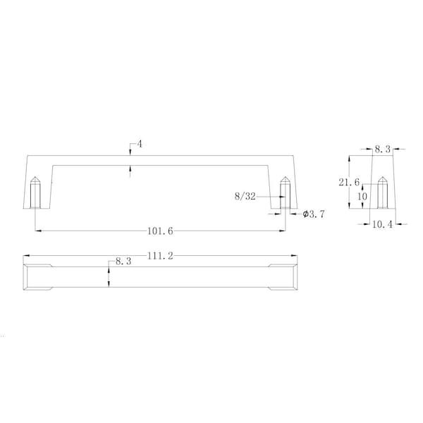 Richelieu Eglinton Collection 4-inch (102 mm) Brushed Nickel Modern Rectangular Cabinet Pull - BP1076195
