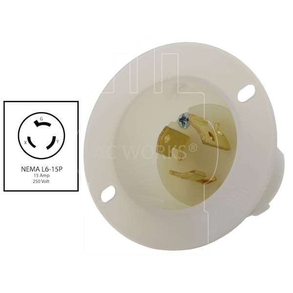 Ac Works 5A 250V L6-15P Power Input Inlet UL and C-UL Listed - ASINL615P