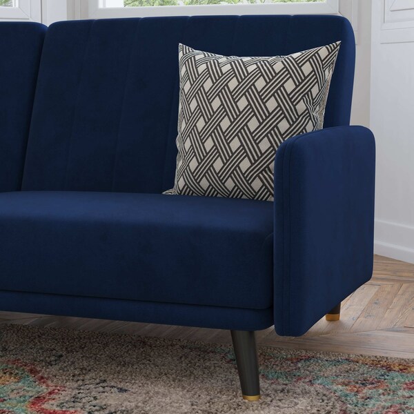 Flash Furniture Navy Velvet Split Back Futon Sofa - Wooden Legs - HC-1044-NV-GG