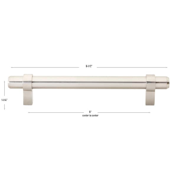 Gliderite Hardware 5-1/16 in. Center to Center Satin Nickel Solid Steel Bar Pull - 4007-128-SS, 25PK - 4007-128-SS-25