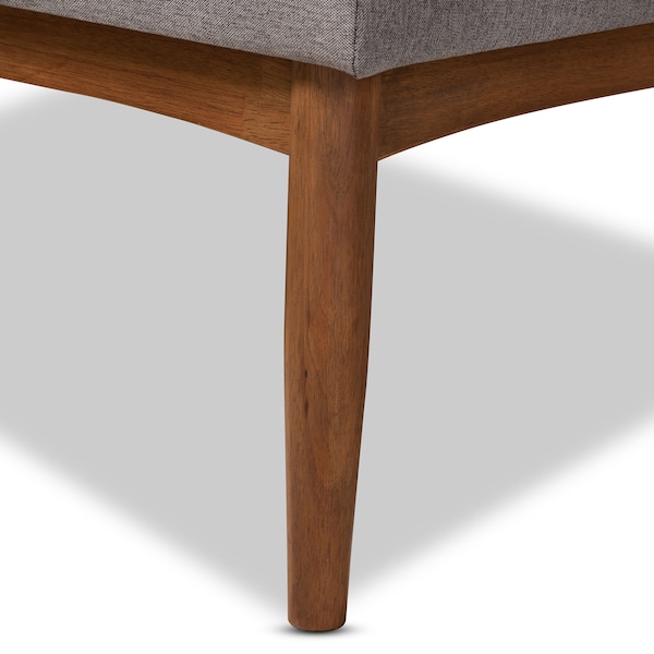 Baxton Studio Arvid Mid-Century Gray Upholstered 2-PC Wood Dining Corner Sofa Bench - 155-9306