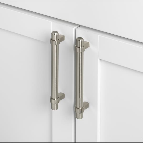 Gliderite Hardware 5-1/16 in. Center to Center Satin Nickel Solid Steel Bar Pull - 4007-128-SS, 10PK - 4007-128-SS-10