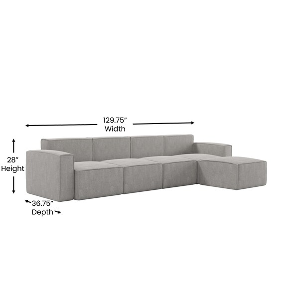 Flash Furniture Bridgetown Luxury Modular 5 Piece Sectional Sofa, Gray - IS-IT2231-5PCSEC-GRY-GG