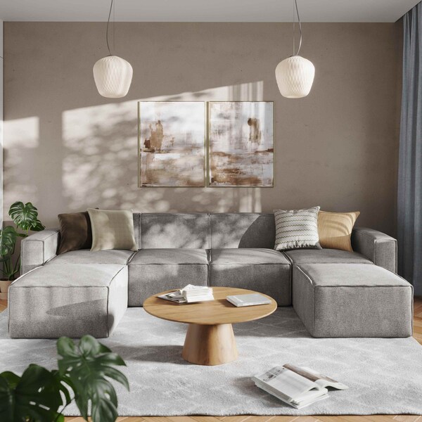 Flash Furniture Bridgetown Luxury Modular 6 Piece Sectional Sofa, Gray - IS-IT2231-6PCSEC-GRY-GG
