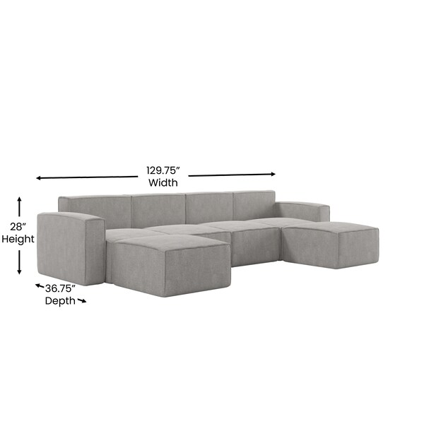 Flash Furniture Bridgetown Luxury Modular 6 Piece Sectional Sofa, Gray - IS-IT2231-6PCSEC-GRY-GG