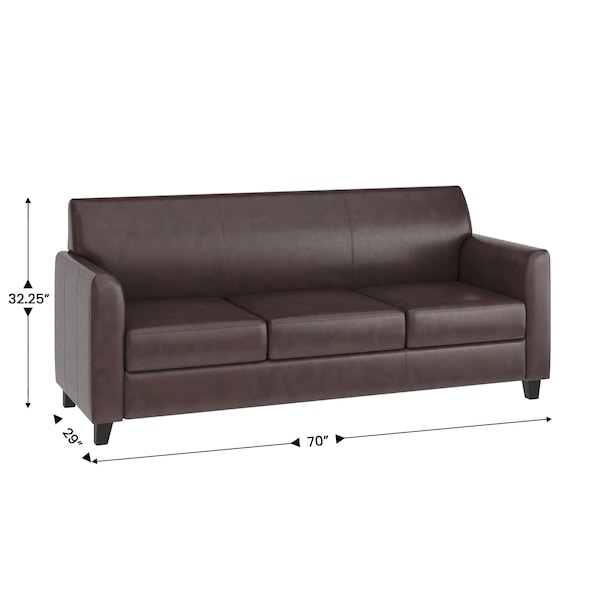Flash Furniture Sofa, 29" x 32-1/4", Upholstery Color: Brown - BT-827-3-BN-GG