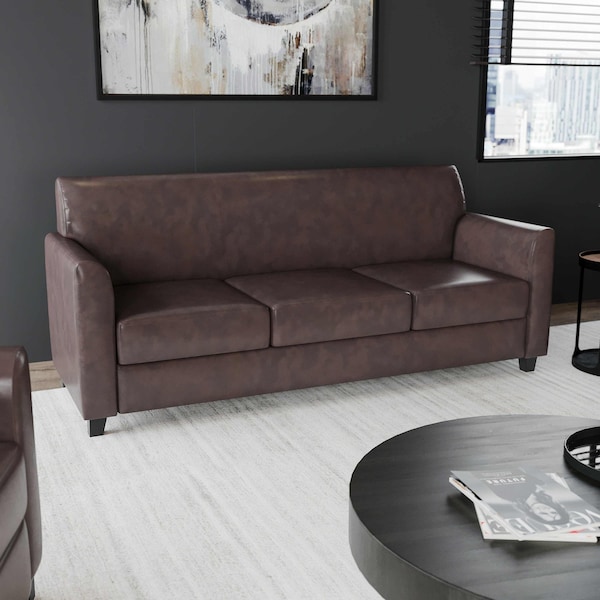 Flash Furniture Sofa, 29" x 32-1/4", Upholstery Color: Brown - BT-827-3-BN-GG
