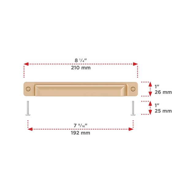Richelieu Torino Collection 7 9/16-inch (192 mm) Champagne Bronze Transitional Cabinet Cup Pull - BP8716192CHBRZ