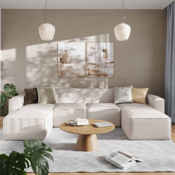 Flash Furniture Bridgetown Luxury Modular 6 Piece Sectional Sofa, Cream - IS-IT2231-6PCSEC-CRM-GG