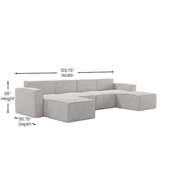 Flash Furniture Bridgetown Luxury Modular 6 Piece Sectional Sofa, Cream - IS-IT2231-6PCSEC-CRM-GG