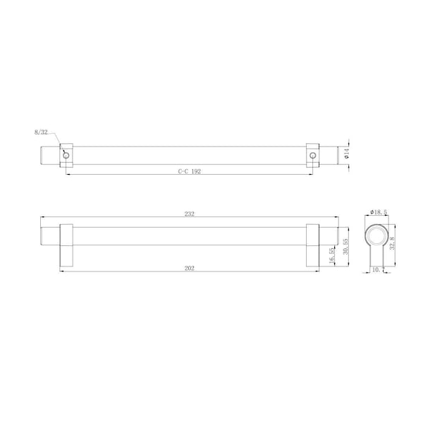 Richelieu 7-9/16 in. (192 mm) Center-to-Center Brushed Nickel Contemporary Drawer Pull - BP5016192195