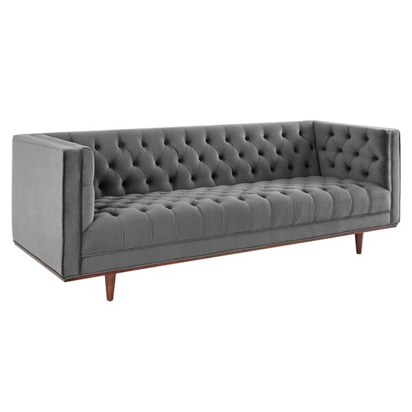 Modway Furniture Elation Tufted Performance Velvet Sofa, Gray - EEI-4722-GRY