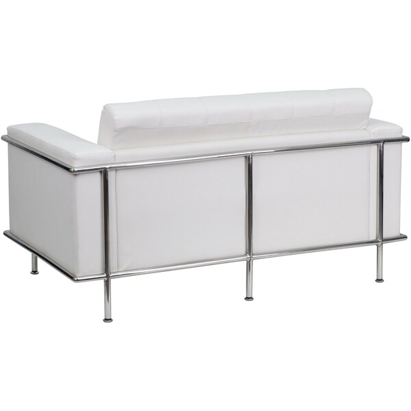 Flash Furniture White LeatherSoft Double Stitch Detail Loveseat - ZB-LESLEY-8090-LS-WH-GG