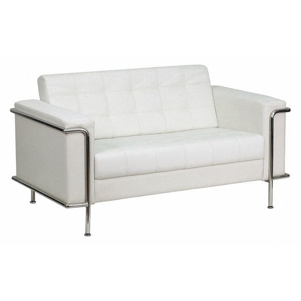 Flash Furniture White LeatherSoft Double Stitch Detail Loveseat - ZB-LESLEY-8090-LS-WH-GG