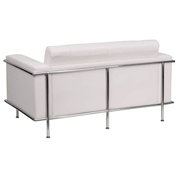 Flash Furniture White LeatherSoft Double Stitch Detail Loveseat - ZB-LESLEY-8090-LS-WH-GG