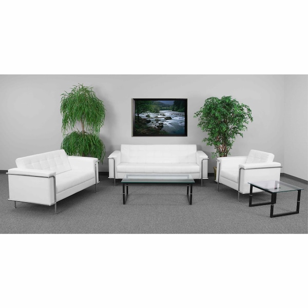 Flash Furniture White LeatherSoft Double Stitch Detail Loveseat - ZB-LESLEY-8090-LS-WH-GG