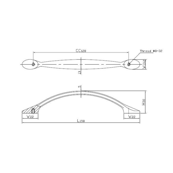 Richelieu 5 1/16 in (128 mm) Center-to-Center Brushed Oil-Rubbed Bronze Traditional Drawer Pull - BP7815BORB