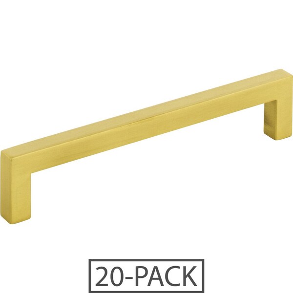 Elements By Hardware Resources of the 128 mm Center-to-Center Brushed Gold Square Stanton Cabinet Bar Pull 20PK - 625-128BG-20