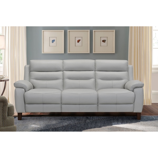 Armen Living Hayward 82" Dove Gray Genuine Leather Power Reclining Sofa - LCHA3DV