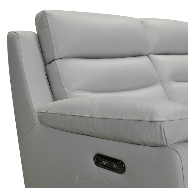 Armen Living Hayward 82" Dove Gray Genuine Leather Power Reclining Sofa - LCHA3DV