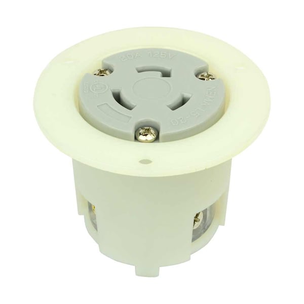 Superior Electric Twist Lock Flange Receptacle 3 Wire, 20 Amps, 125V, NEMA L5-20R - YGF036F