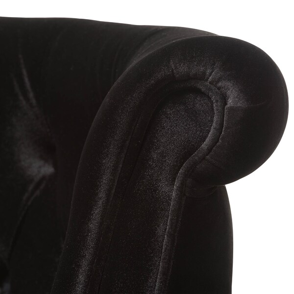 Baxton Studio Flax Black Velvet Upholstered 2-seater Loveseat - 143-8100