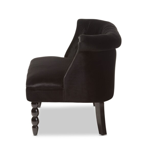 Baxton Studio Flax Black Velvet Upholstered 2-seater Loveseat - 143-8100
