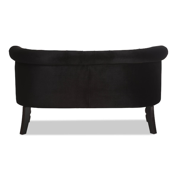 Baxton Studio Flax Black Velvet Upholstered 2-seater Loveseat - 143-8100
