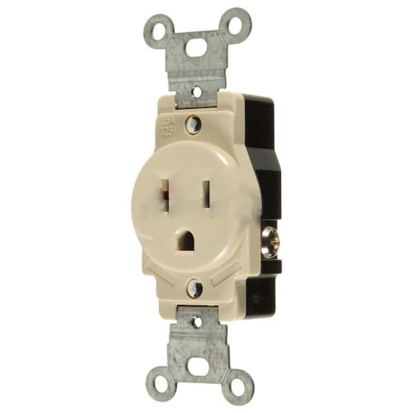 American Imaginations 15 AMP Round Ivory Electrical Receptacle Plastic-Aluminum - AI-36836