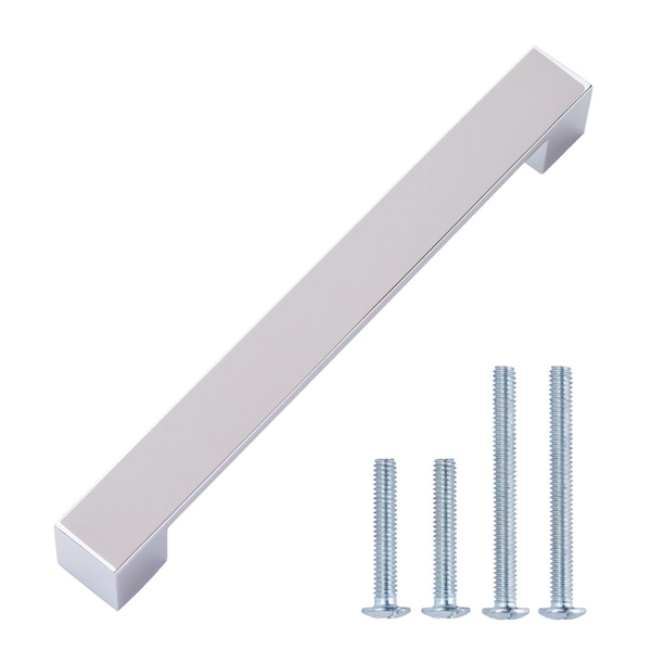 South Main Hardware Short Modern Cabinet Handle, 8.94" Length (7.56" Hole Center), Polished Chrome, 10PK - SH205-PC-10