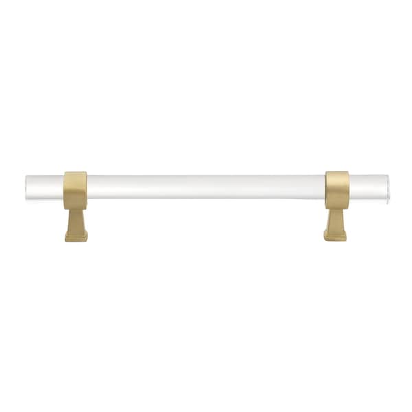Gliderite Hardware 5-1/16 in. Center to Center Clear Acrylic Cabinet Pull Satin Gold, 25PK - 4718-128-SG-25