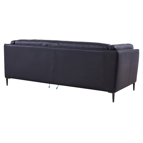 Armen Living Primrose Contemporary Sofa in Dark Metal Finish and Navy Genuine Leather - LCPR3NV