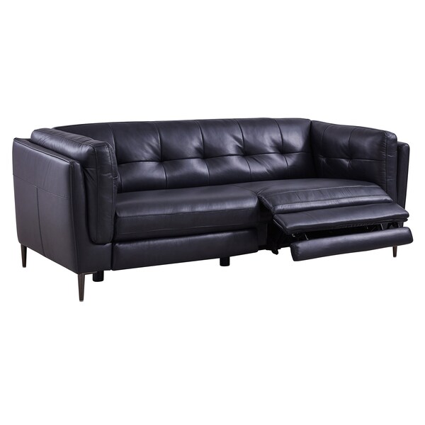 Armen Living Primrose Contemporary Sofa in Dark Metal Finish and Navy Genuine Leather - LCPR3NV