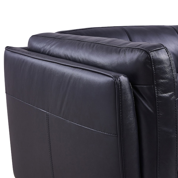 Armen Living Primrose Contemporary Sofa in Dark Metal Finish and Navy Genuine Leather - LCPR3NV