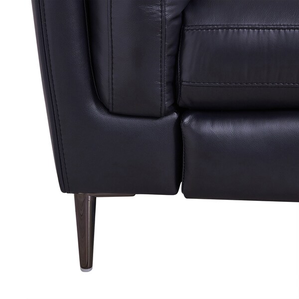 Armen Living Primrose Contemporary Sofa in Dark Metal Finish and Navy Genuine Leather - LCPR3NV