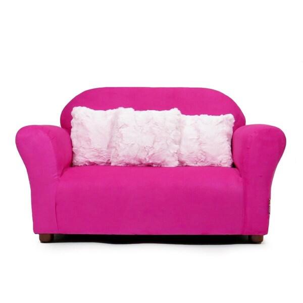 Keet Plush Childrens Sofa with Pink Accent Pillows, Hot Pink - 32 x 18 x 18 x in. - SR031