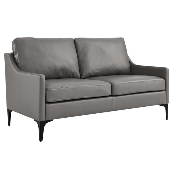 Modway Furniture 27-33.5 x 32 x 58.5 in. Corland Leather Loveseat, Gray - EEI-6020-GRY