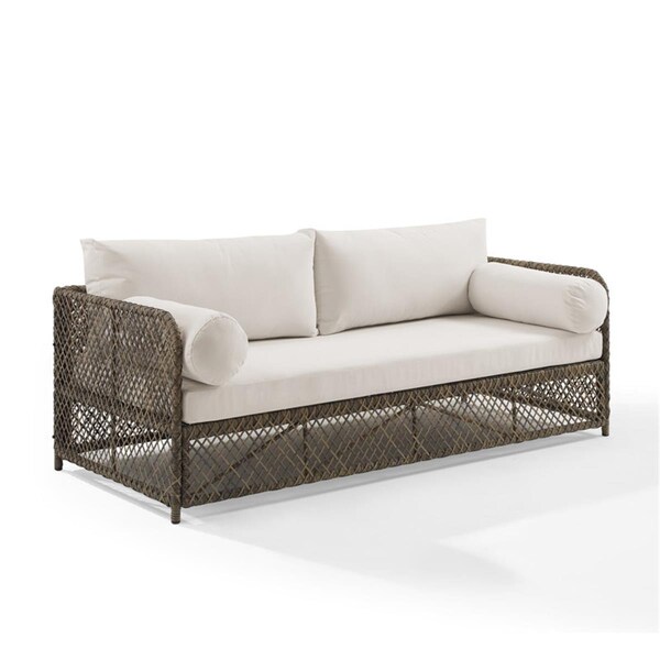 Templeton 33.75 x 75.75 x 32.75 in. Granite Bay Outdoor Wicker Sofa, Creme - TE3046460
