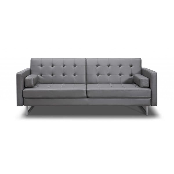 Homeroots 80 x 45 x 13 in. Gray Sofa Bed with Stainless Steel Legs - 372116