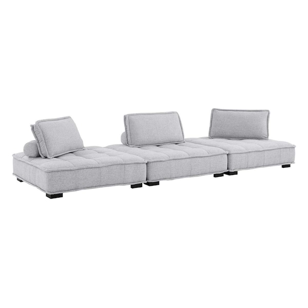 Modway Furniture Saunter Tufted Fabric Fabric Sofa, Light Gray - 3 Piece - EEI-5206-LGR