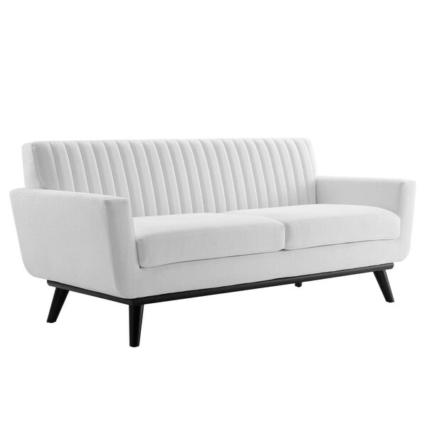 Modway Furniture Engage Channel Tufted Fabric Loveseat, White - EEI-5461-WHI