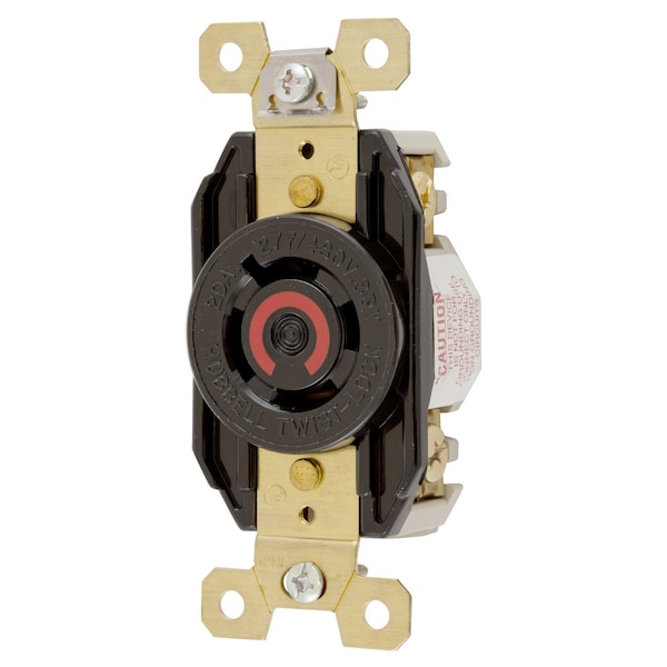 Hubbell Wiring Device-Kellems Locking Devices, Twist-Lock®, Industrial, Flush Receptacle, 20A 3-Phase WYE 277/480 AC, 4-Pole 4-Wire Non- Grounding, L19-20R, Screw Terminal, Black - HBL2450
