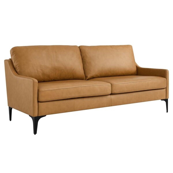 Modway Furniture 27-33.5 x 32 x 74.5 in. Corland Leather Sofa, Tan - EEI-6018-TAN