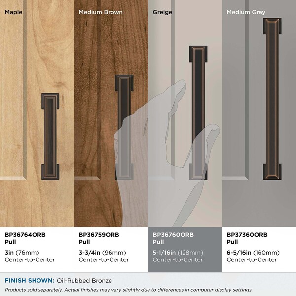Amerock Appoint 5-1/16 in 128 mm Center-to-Center Oil Rubbed Bronze Cabinet Pull - BP36760ORB