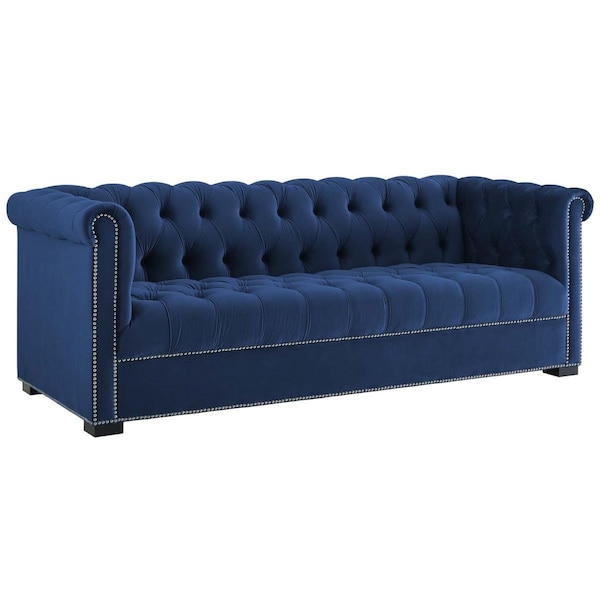 Modway Furniture Heritage Upholstered Velvet Sofa - Midnight Blue, 30.5 x 86 x 35 in. - EEI-3064-MID