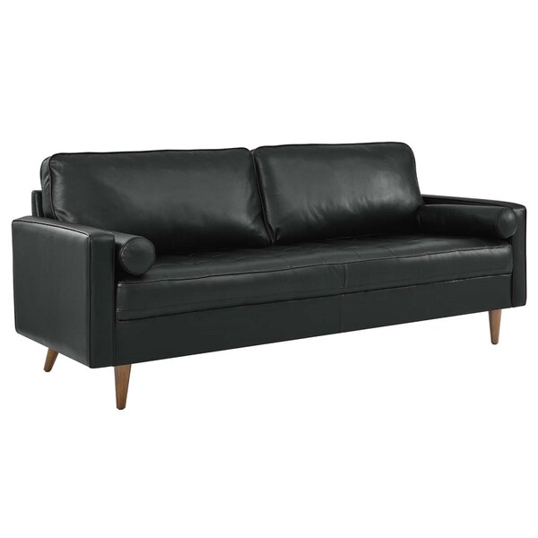 Modway Furniture 81 in. Valour Leather Sofa, Black - EEI-4634-BLK